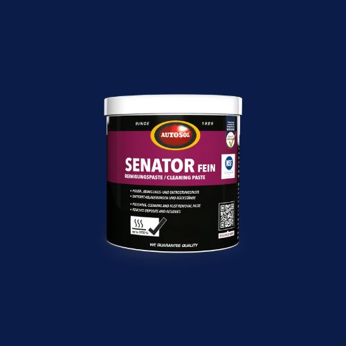 AUTOSOL® SENATOR FEIN Reinigungs-, Entrostungs- & Polierpaste für Metalle. Entfernt effektiv Korrosion, Ablagerungen, Schmutz und hartnäckige Rückstände. Für Industrie, Handwerk, Restauration & „die harten Fälle“. Wasserfrei. Schützt temporär vor Feuchtigkeit & Korrosion. Verleiht seidenmatten Glanz. Einsetzbar auf kalten, warmen und heißen Oberflächen.